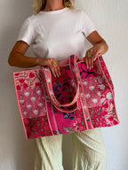 Pink Flowers Shopper