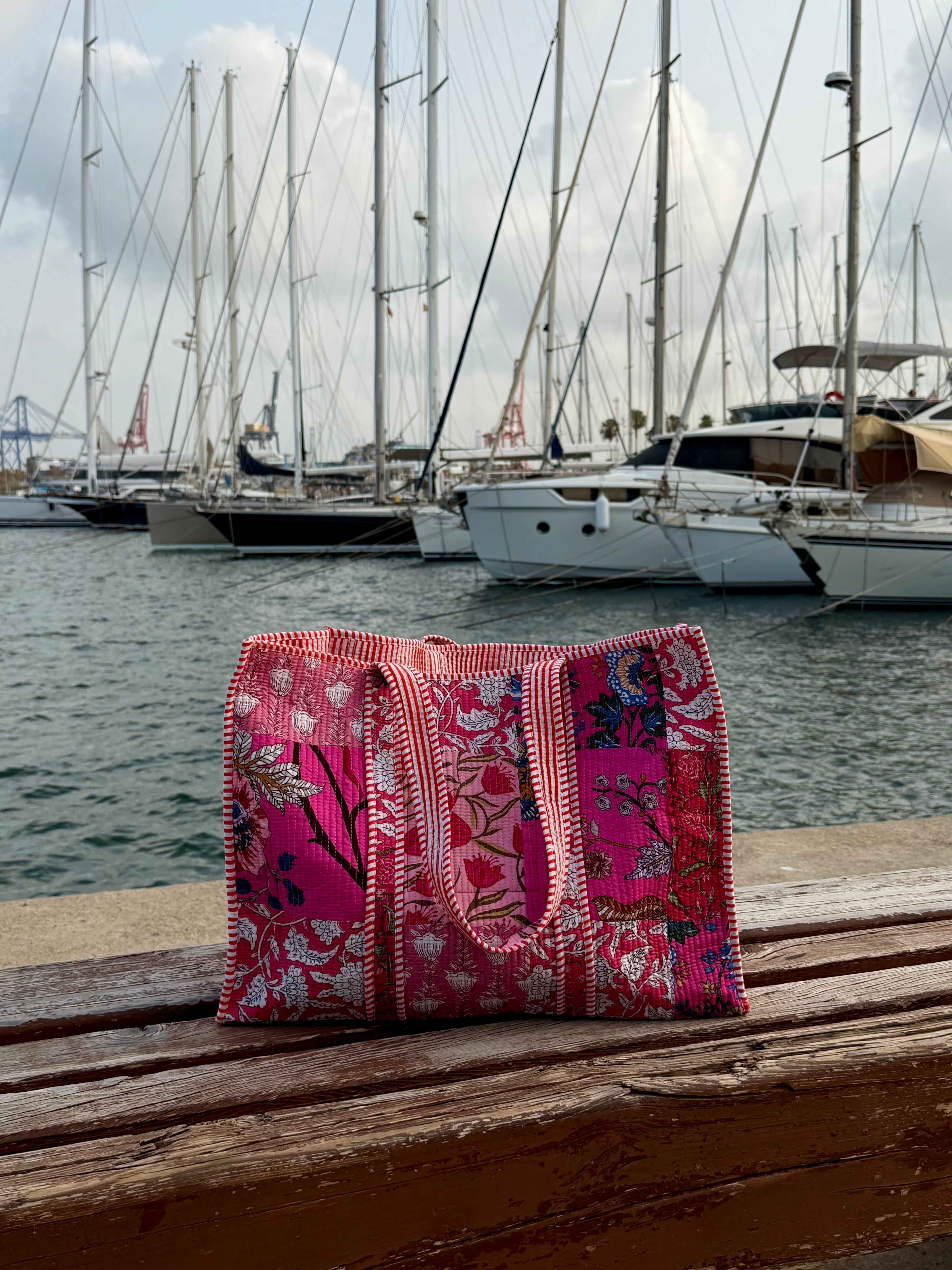 Pink Flowers Shopper